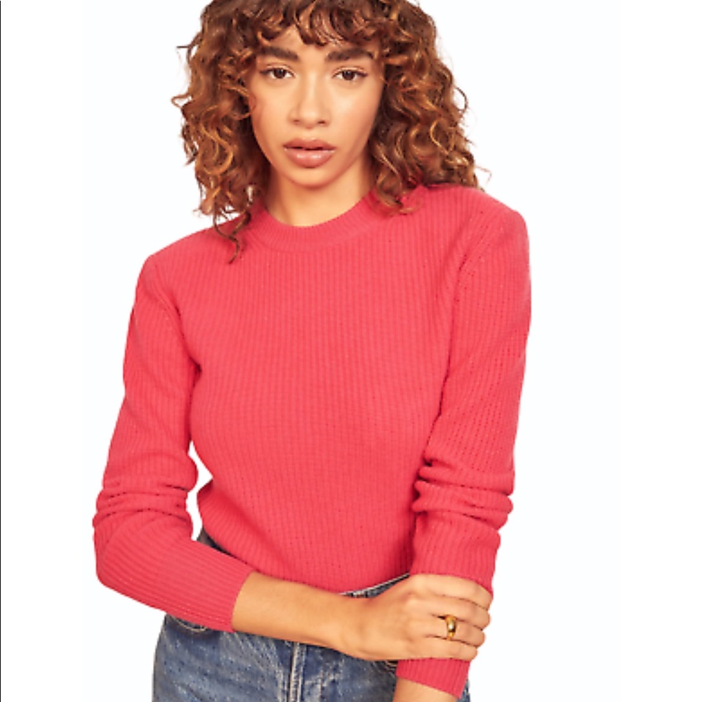 Reformation Women's Crew Neck Sweater in Coral
